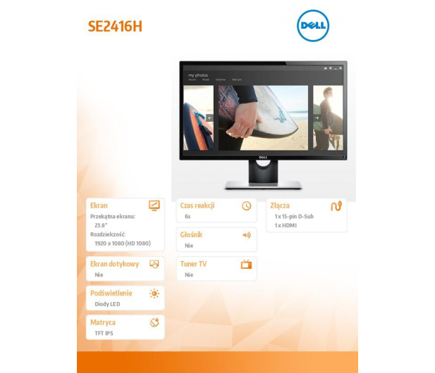 Dell DELL 23.8'' SE2416H IPS FHD Czarny - 1442829 - zdjęcie 9